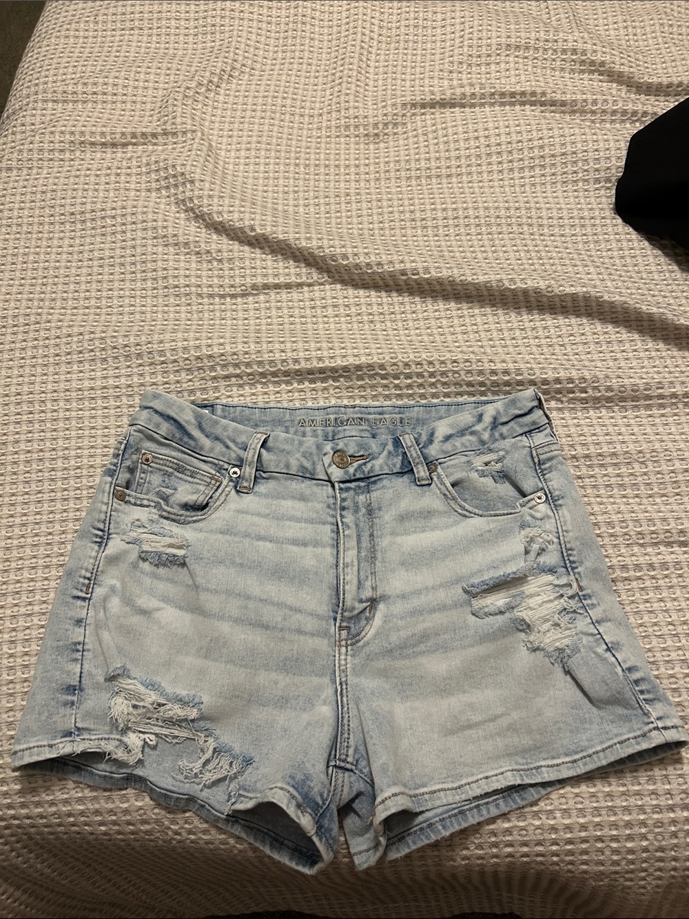 American Eagle Outfitters Light Blue Distressed Denim Shorts